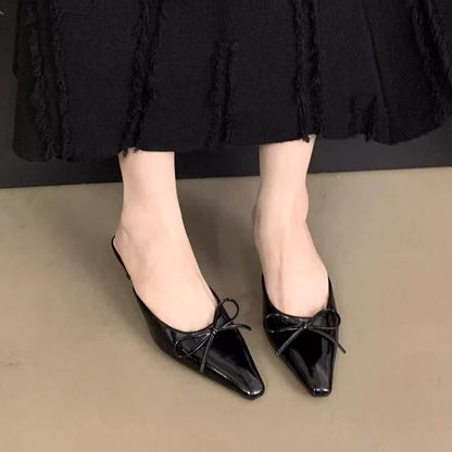 Mules Stiletto Bow Heel Toe Pointed