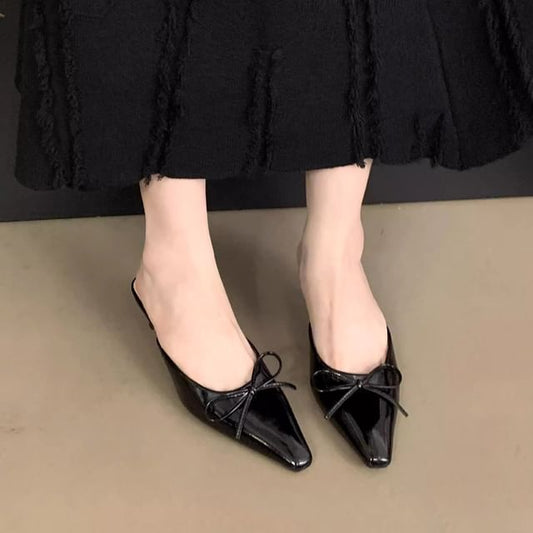 Mules Stiletto Bow Heel Toe Pointed