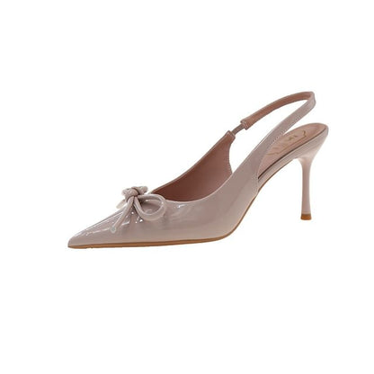 Sandals Slingback Stiletto Pointed Heel Toe Bow