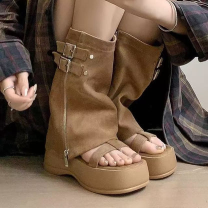 Sandals Buckled Loop Gladiator Toe Platform