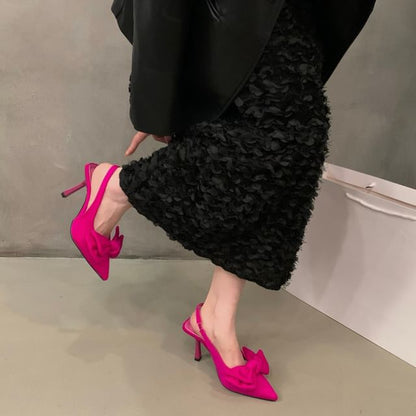 Bow Stiletto Heel Slingback Pumps