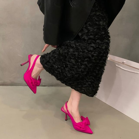 Bow Stiletto Heel Slingback Pumps