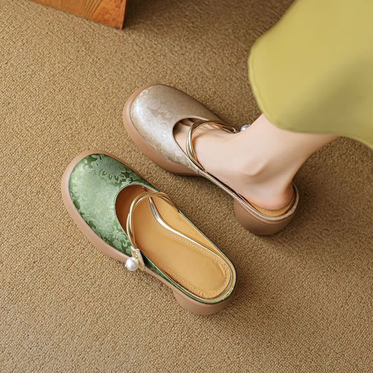 Floral Platform Chunky Heel Mary Jane Mules