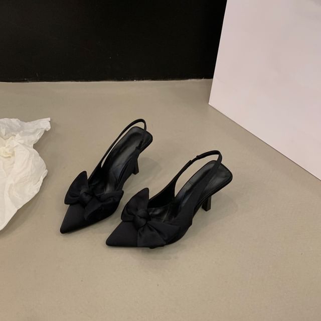 Bow Stiletto Heel Slingback Pumps