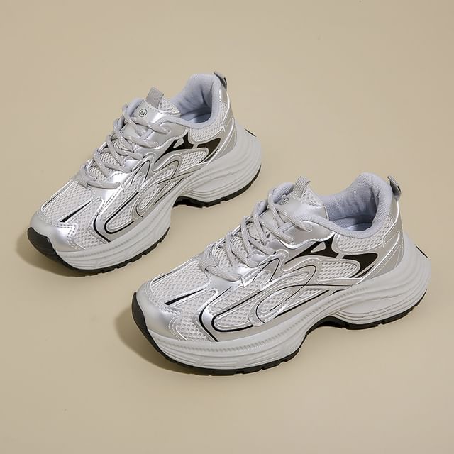Sneakers Platform Mesh Panel