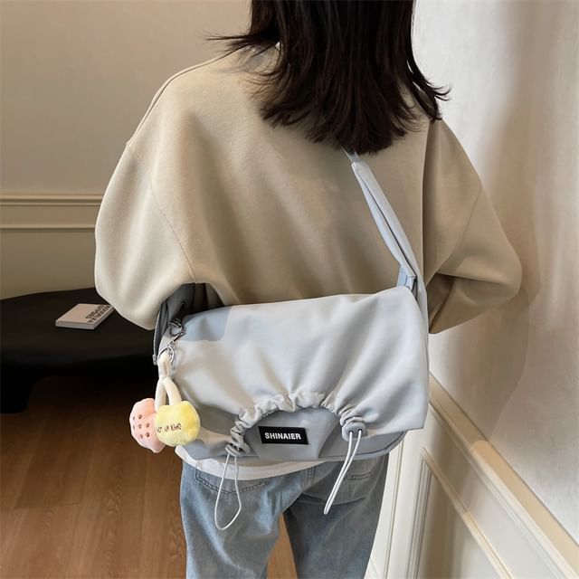 Drawstring Flap Bag Crossbody Plain