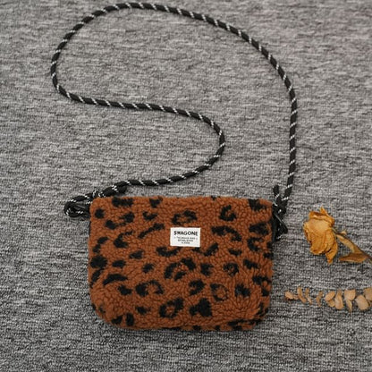 Fleece Crossbody Applique Bag