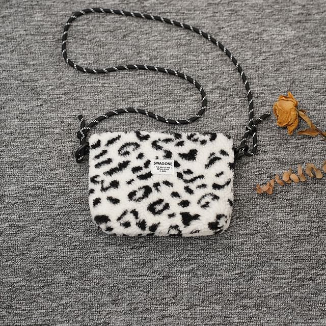 Fleece Crossbody Applique Bag
