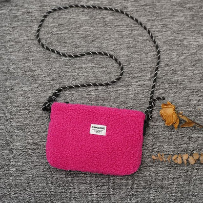 Fleece Crossbody Applique Bag