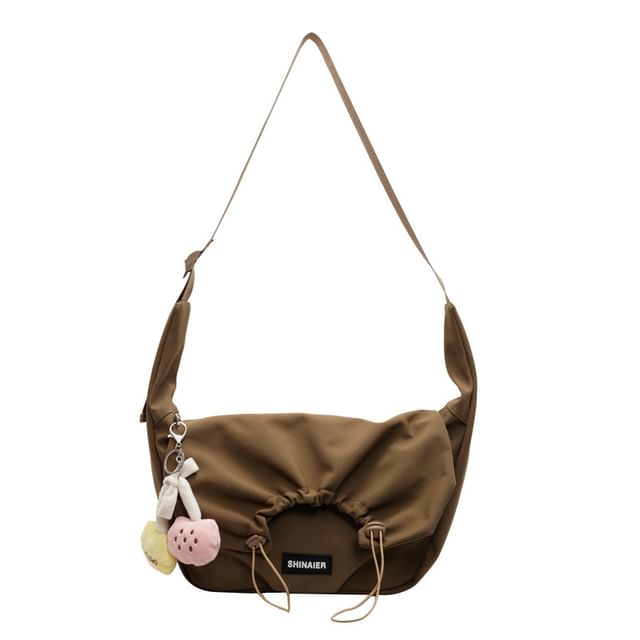 Drawstring Flap Bag Crossbody Plain