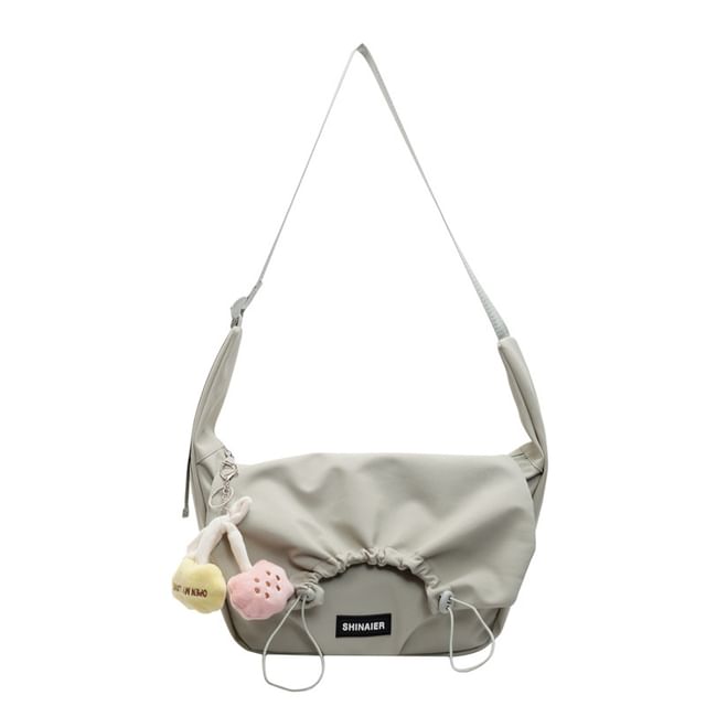 Drawstring Flap Bag Crossbody Plain