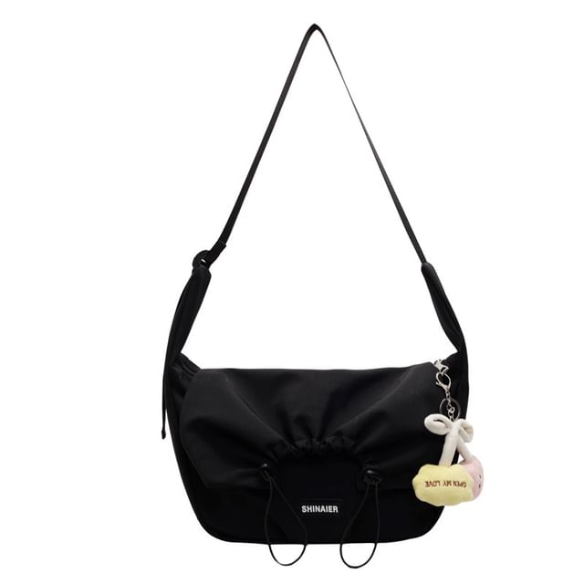 Drawstring Flap Bag Crossbody Plain