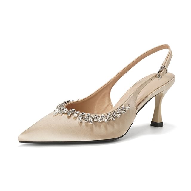 Heel Pointy Rhinestone High Sandals Slingback