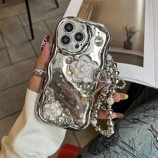 Case Floral Phone Metallic Set / Strap