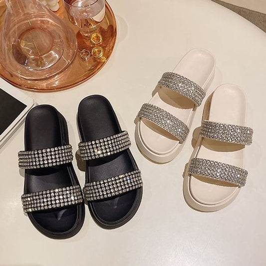 Sandals Platform Rhinestone Slide