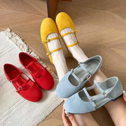 Plain Mary Suede Jane Cutout Faux Shoes