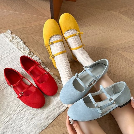 Plain Mary Suede Jane Cutout Faux Shoes