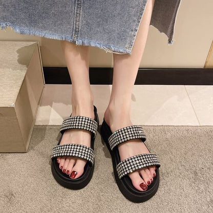 Sandals Platform Rhinestone Slide
