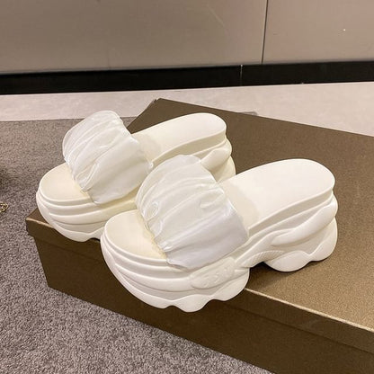 Platform Slide Ruched Plain Sandals