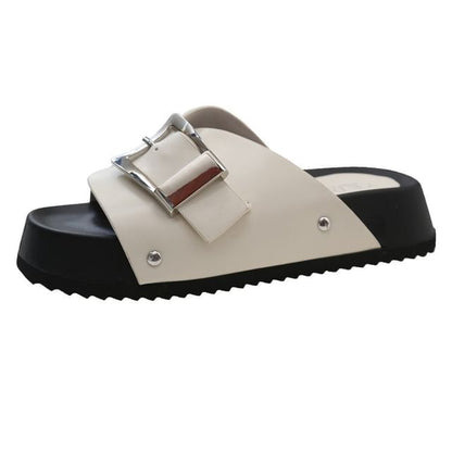Platform Leather Buckled Sandals Faux