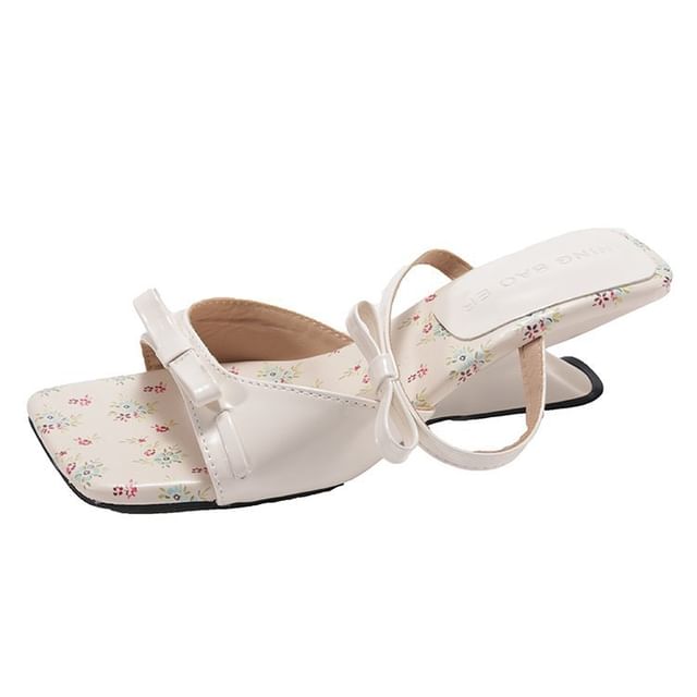 Sandals Wedge Toe Bow Square Heel