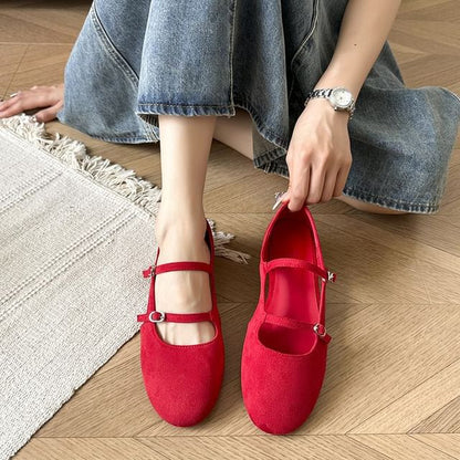Plain Mary Suede Jane Cutout Faux Shoes