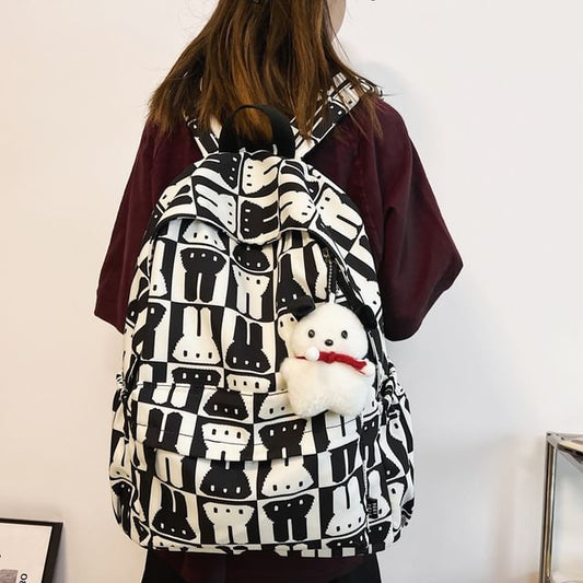 Sample Rabbit Print Multi-Pocket Backpack