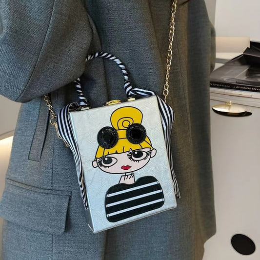Sample Cartoon Print Chain Strap Crossbody Bag