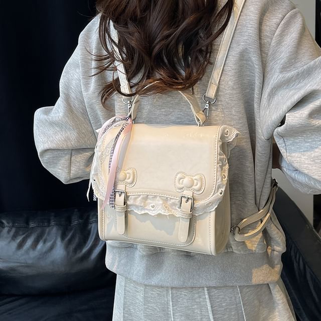 Sample Lace Trim Bow Flap Backpack
