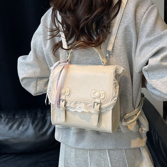 Sample Lace Trim Bow Flap Backpack