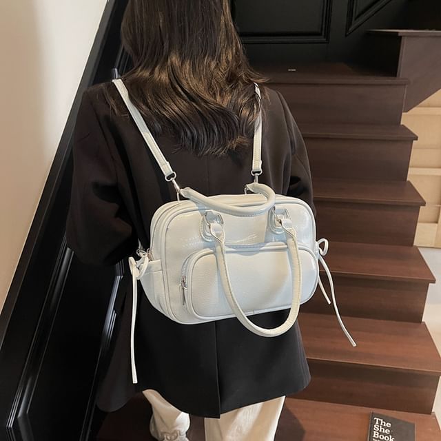 Sample Multi-Way Faux Leather Multi-Pocket Backpack