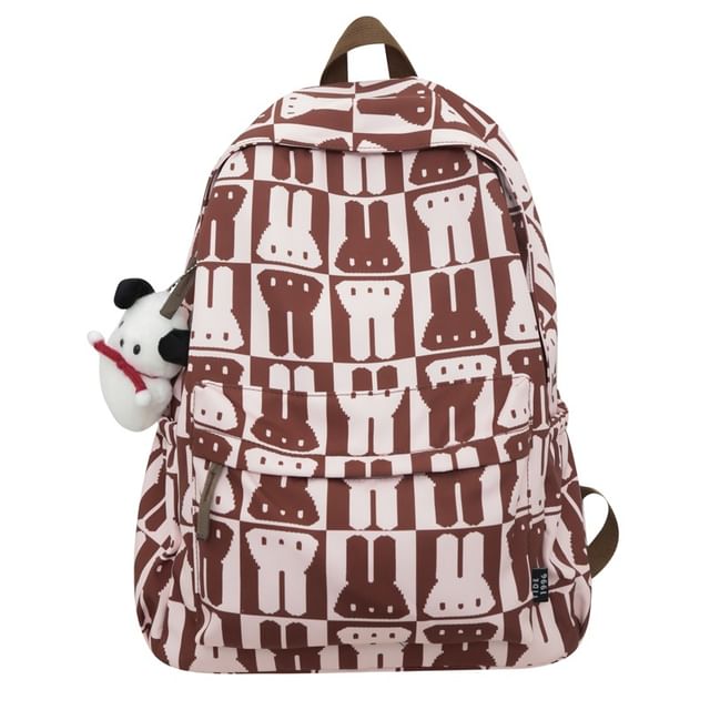 Sample Rabbit Print Multi-Pocket Backpack