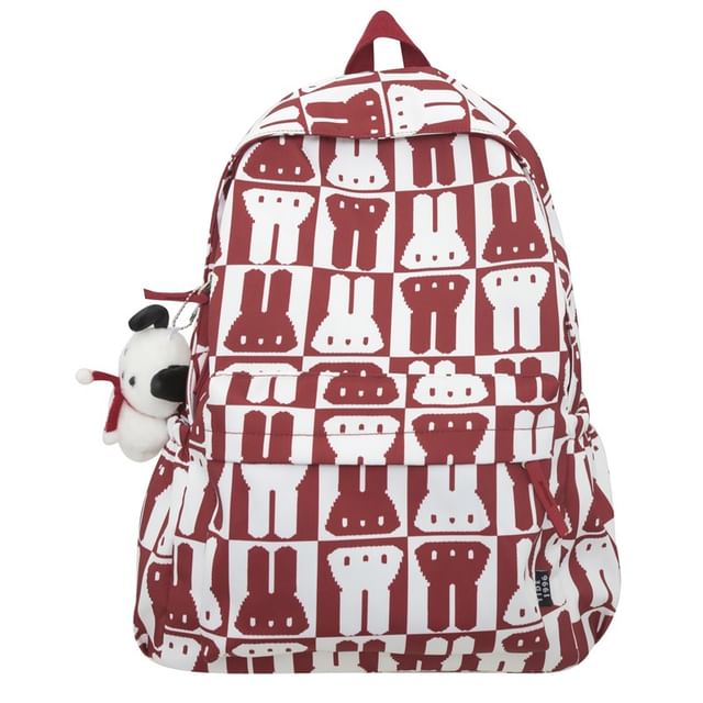 Sample Rabbit Print Multi-Pocket Backpack