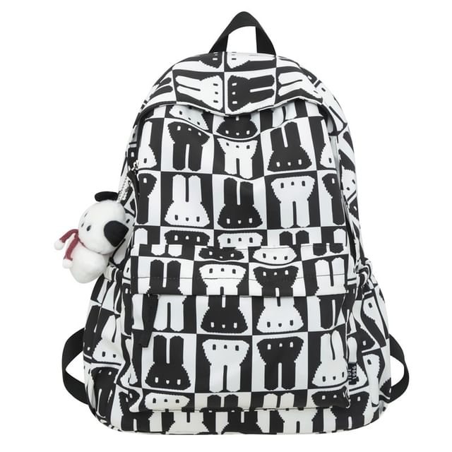 Sample Rabbit Print Multi-Pocket Backpack