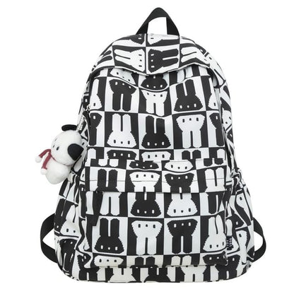 Sample Rabbit Print Multi-Pocket Backpack