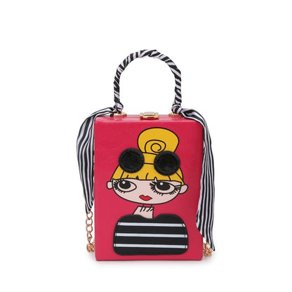 Sample Cartoon Print Chain Strap Crossbody Bag