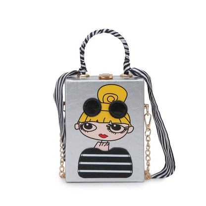 Sample Cartoon Print Chain Strap Crossbody Bag