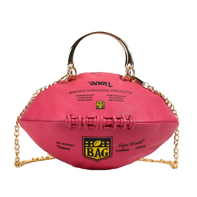 Sample Lettering Chain Strap Rugby Crossbody Bag