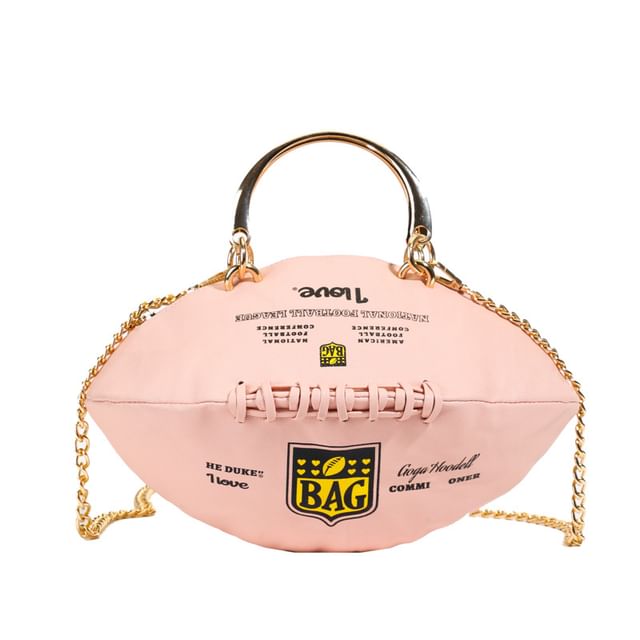 Sample Lettering Chain Strap Rugby Crossbody Bag