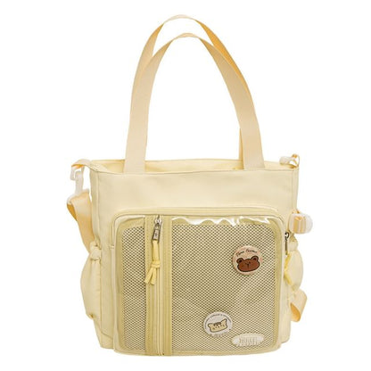 SampleSet: Gingham Multi-Pocket Tote Bag + Badge