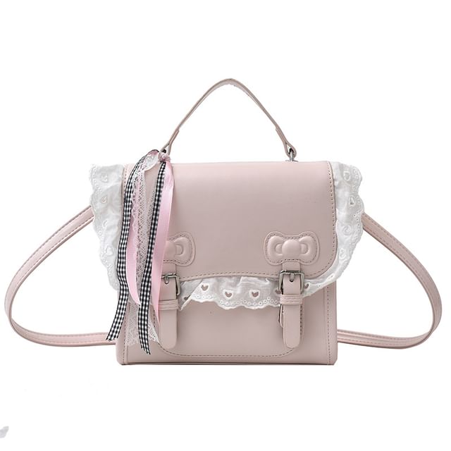 Sample Lace Trim Bow Flap Backpack