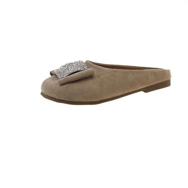 Toe Round Flat Mules Rhinestone