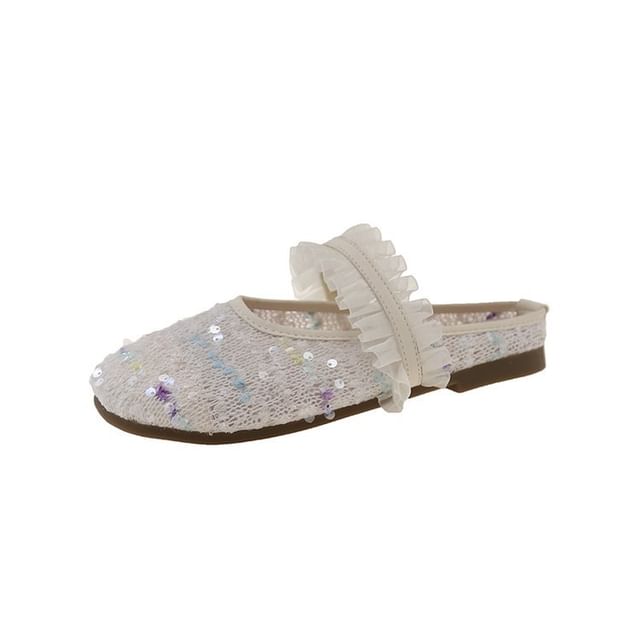Mules Jane Sequin Mary Toe Mesh Round