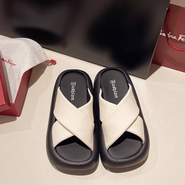 Platform Criss Slide Sandals Cross