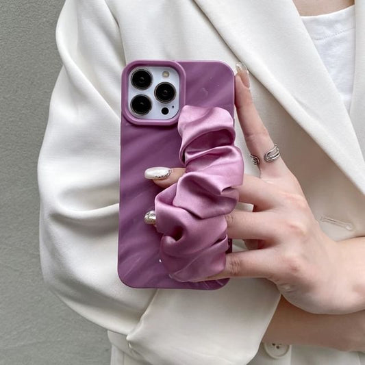 Plain Shirred Fabric Strap Phone Case