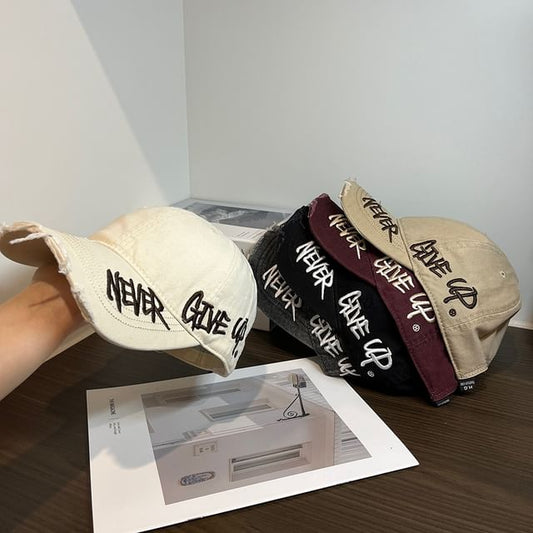 Wholesale Sample Distressed Lettering Embroidered Baseball Cap