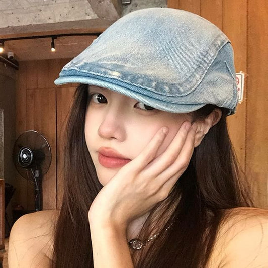 Wholesale Sample Washed Denim Newsboy Cap