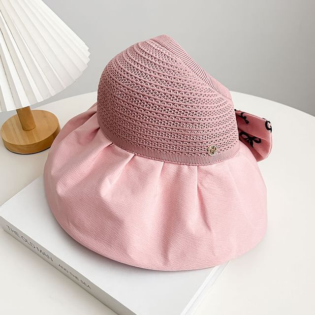 Bow Print Straw Sun Hat