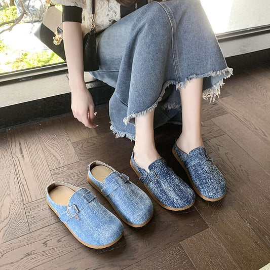 Plaid Buckled Platform Mules