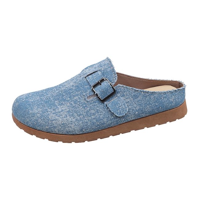 Plaid Buckled Platform Mules